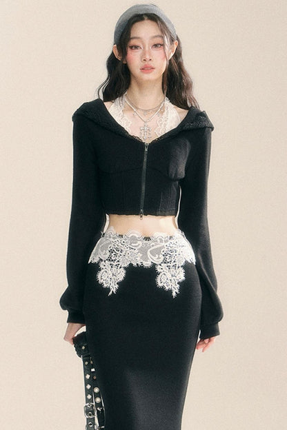 Korean Winter Lace Skirt Set-Up 