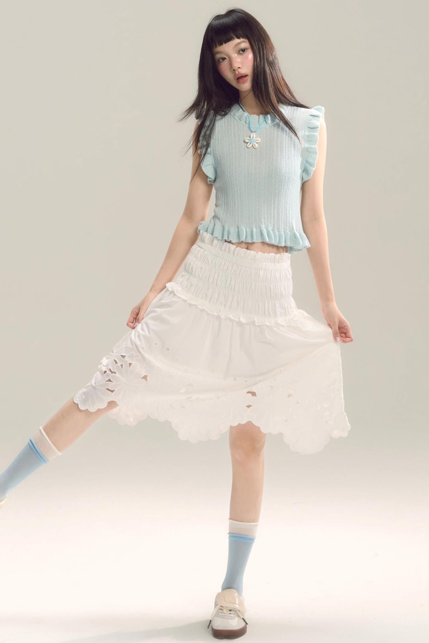 Whispering Daisy Asymmetrical Skirt Top