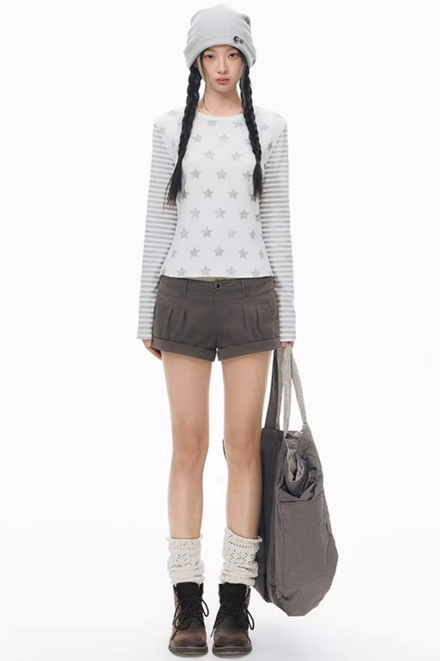 와플 니트 버튼 모자