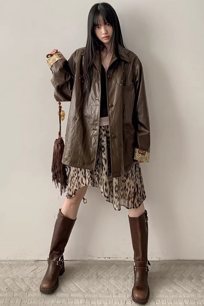 Leopard Asymmetrical Retro Skirt
