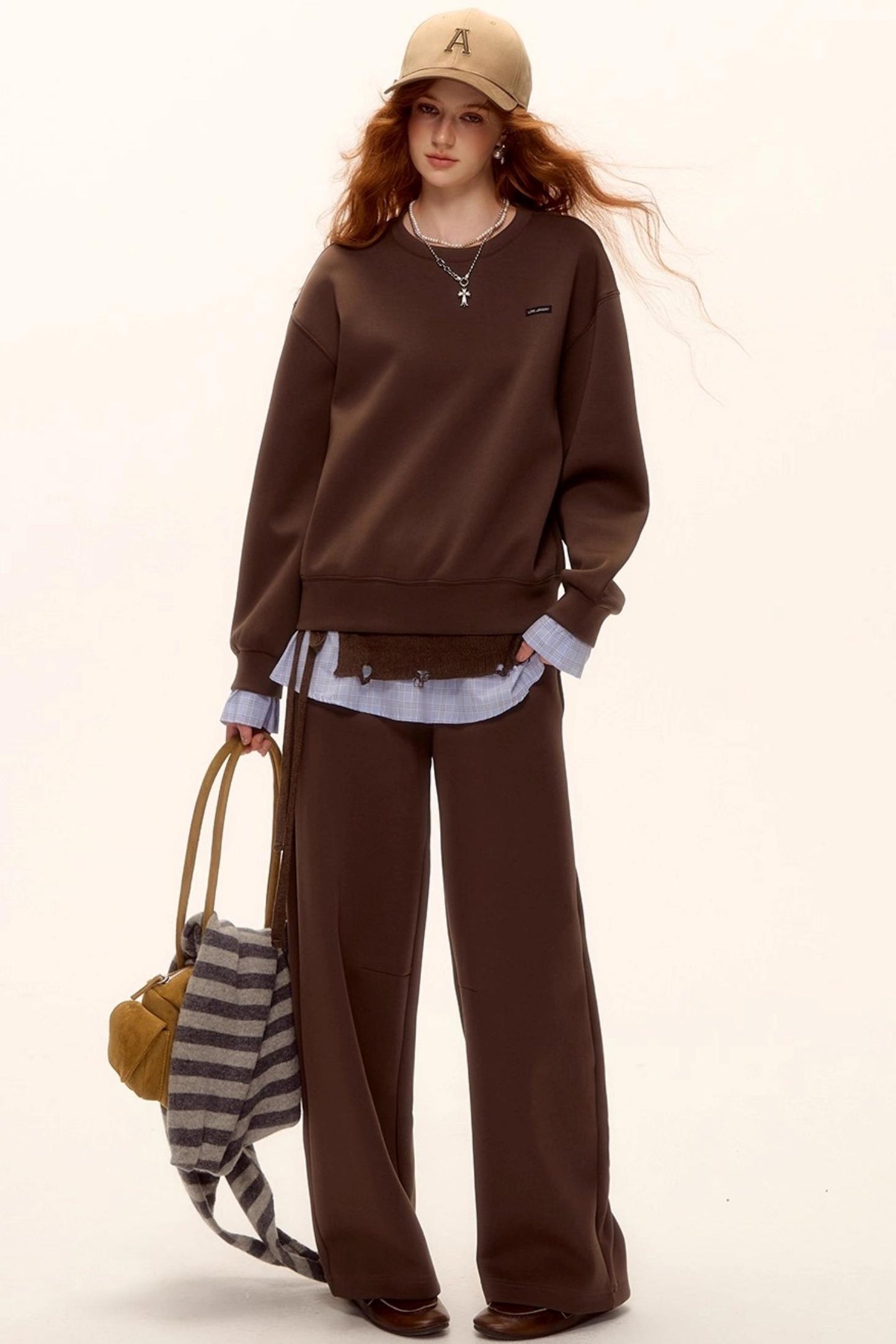 Plaid Patchwork Knit Sweater Set-Up