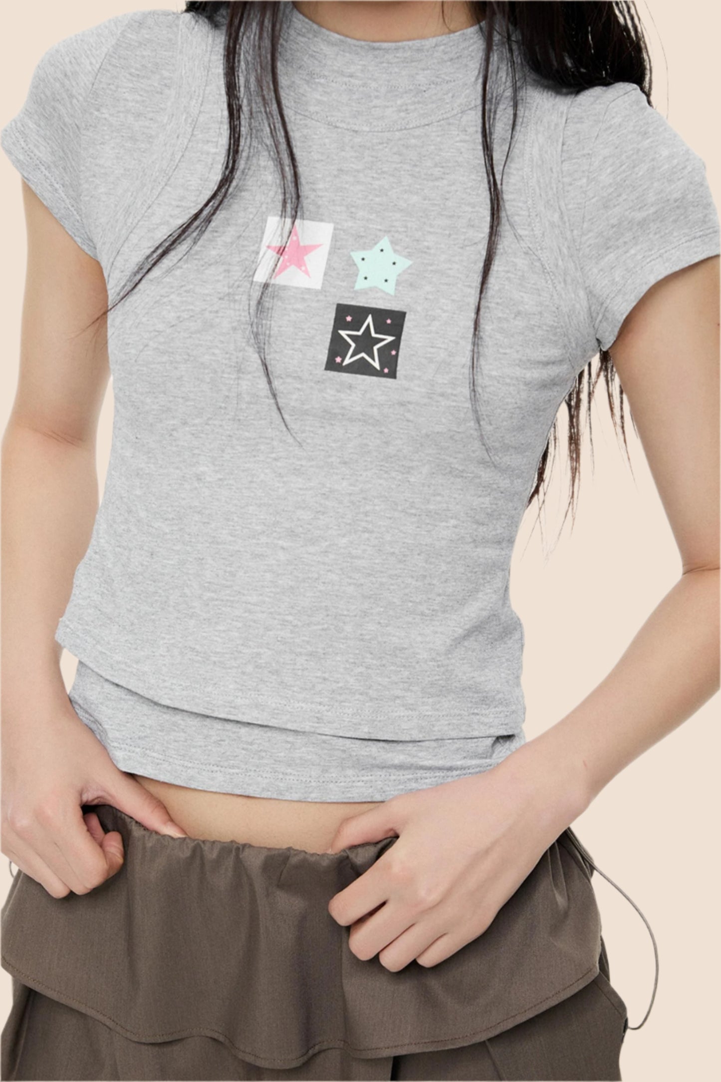 Slim Gray Square Crop Tee