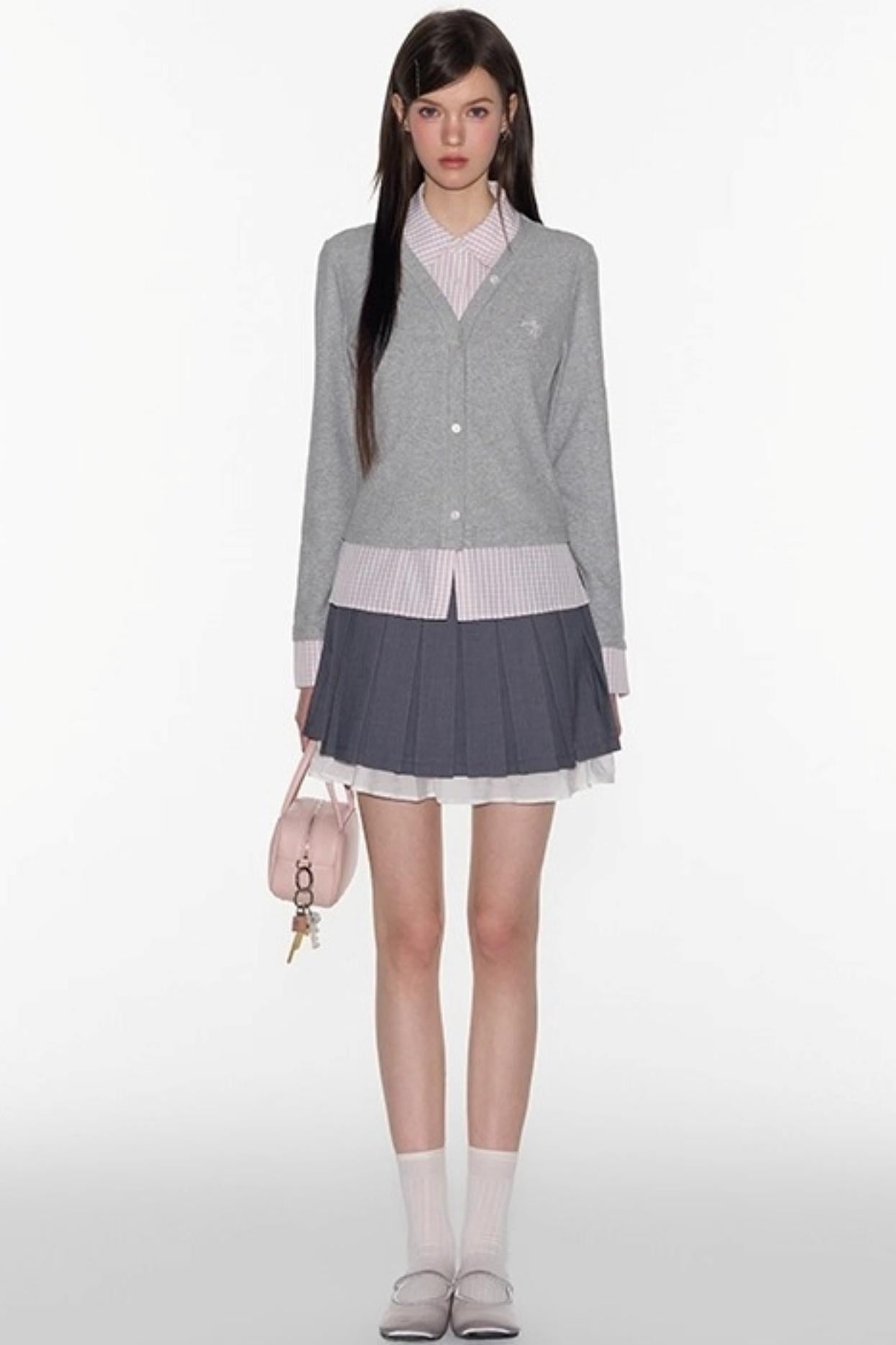 Gray A-Line Lace Skirt