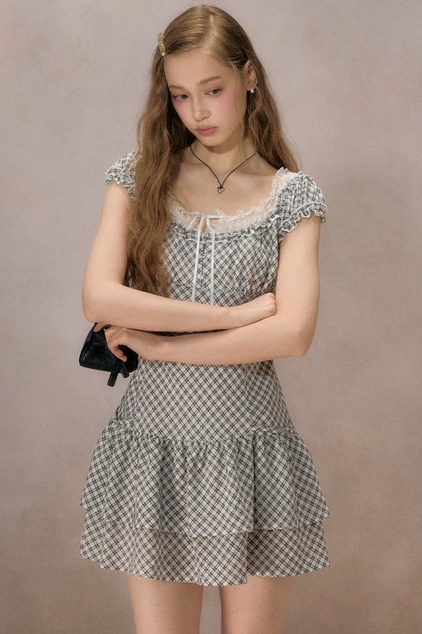 Sunny Sky Lace Plaid Dress