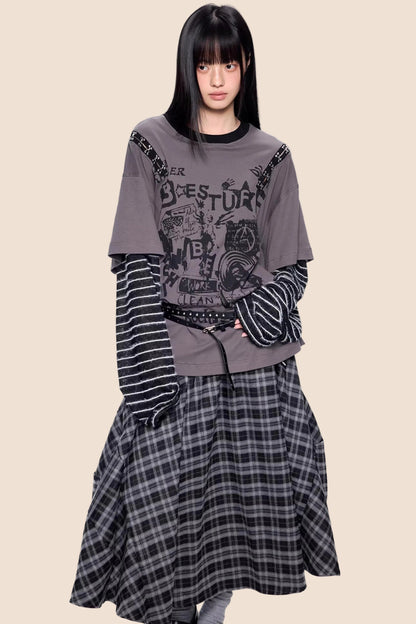 Rivet Patchwork Striped Top