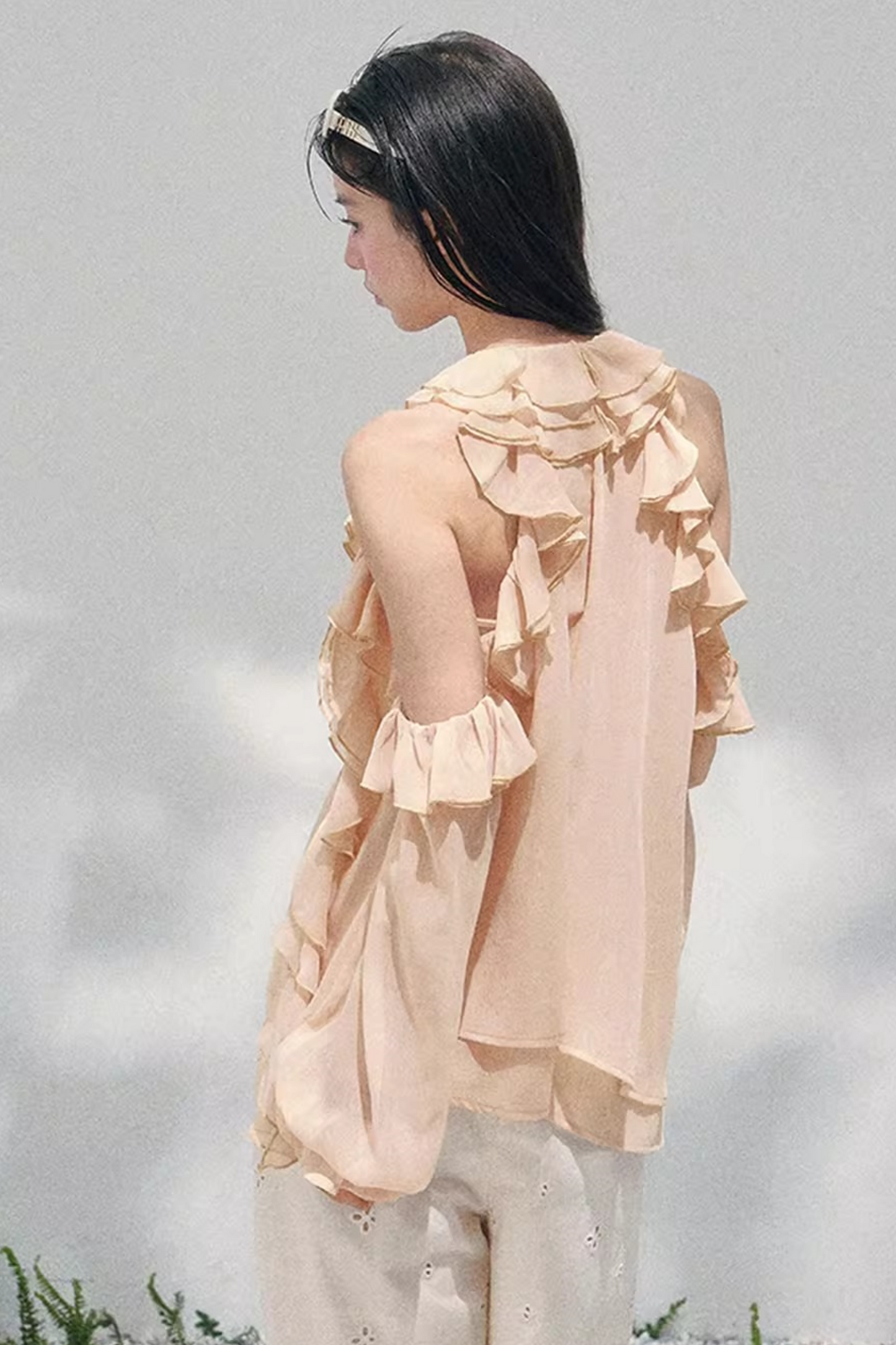 Ruffled Edge Off-Shoulder Top