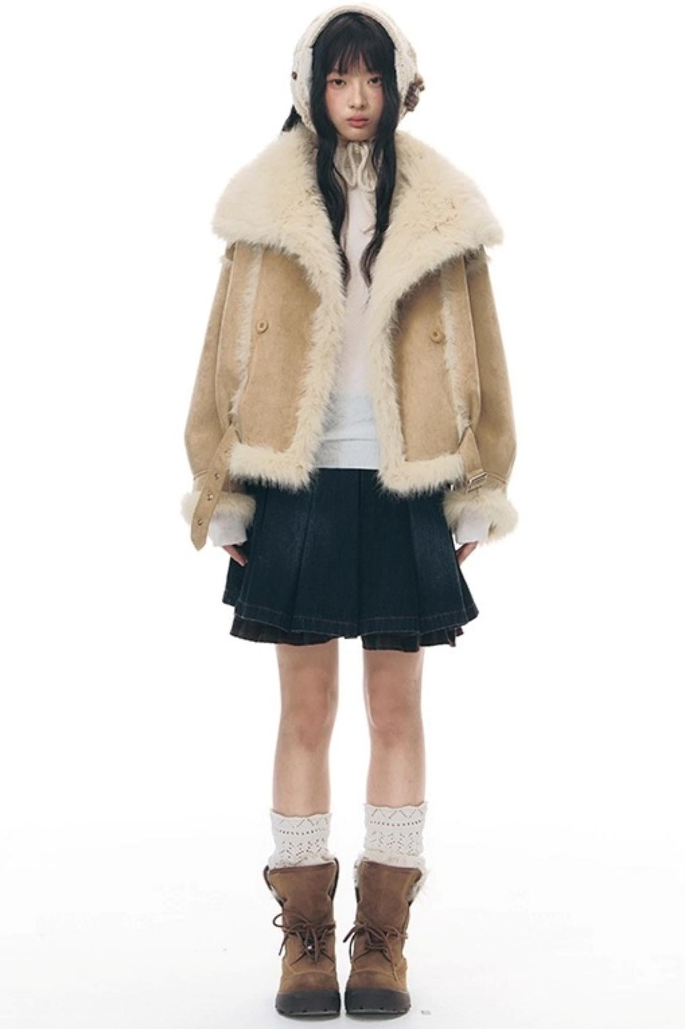 Patchwork Red Plaid Denim Skirt