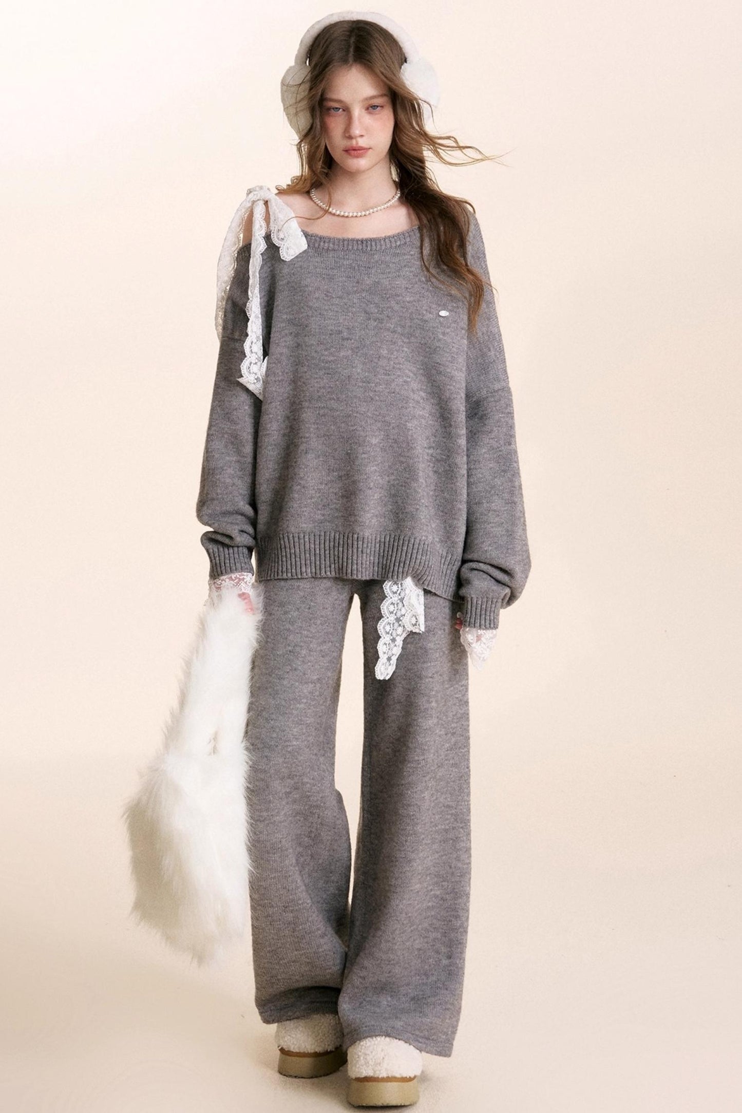 Romantic Lace Wool Sweater Set-Up