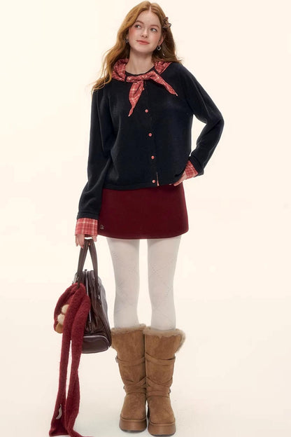 Wool Blend Plaid Sweater