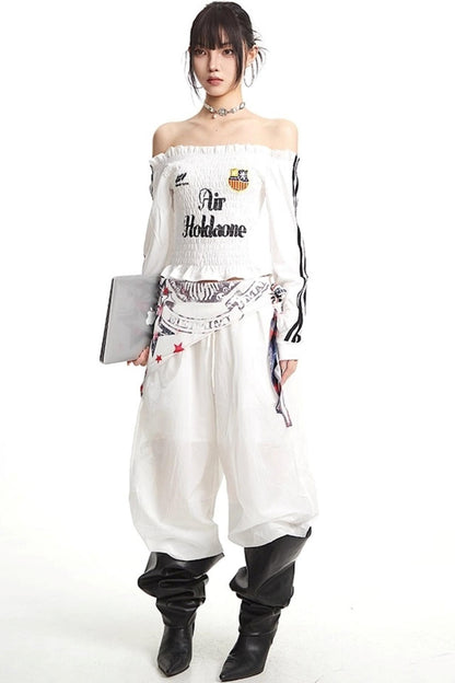 Pleats Elastic Sleeve T-Shirt