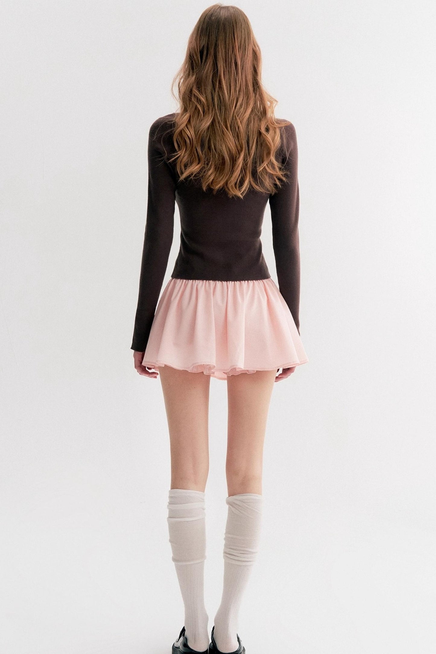 Rose Cream Cotton Puffy A-Line Skirt