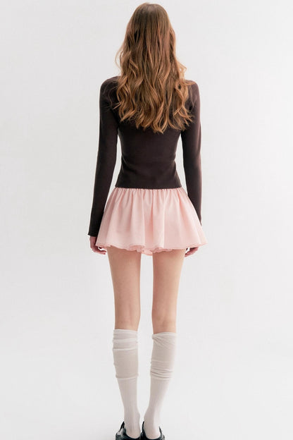 Rose Cream Cotton Puffy A-Line Skirt