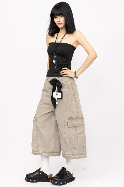 American Vintage Cargo Denim Cropped Pants