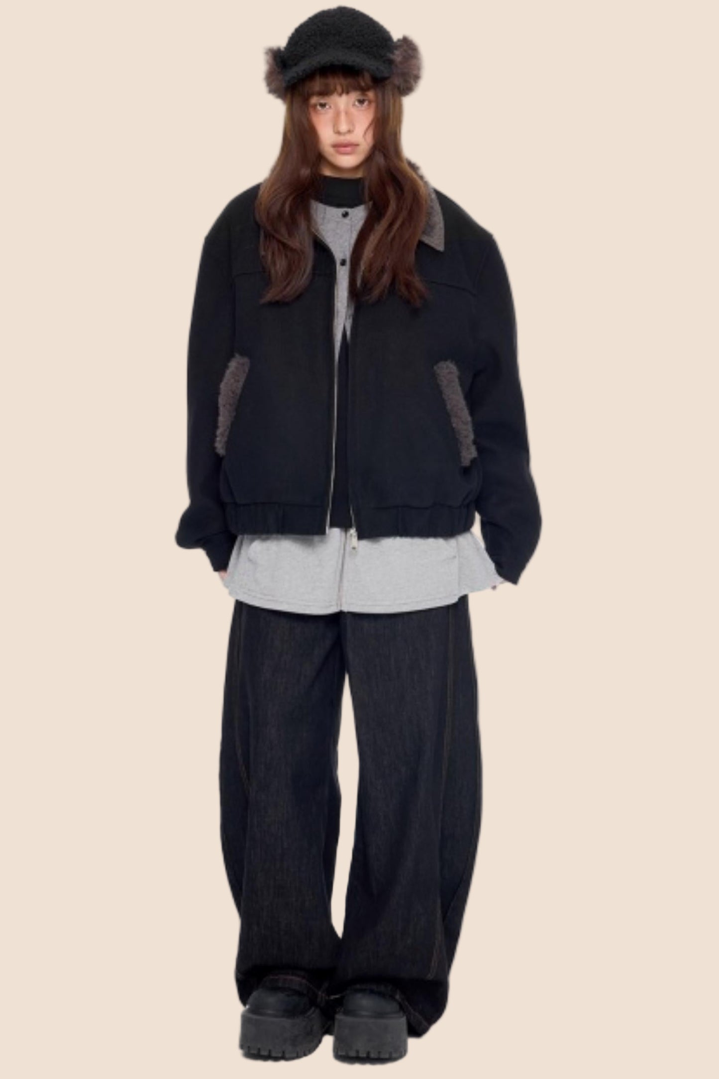 Fur Patchwork Cotton Jacket