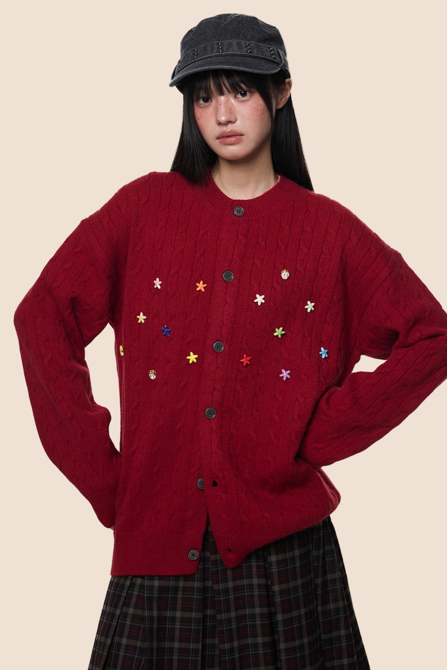 Studded Beaded Knit Cardigan