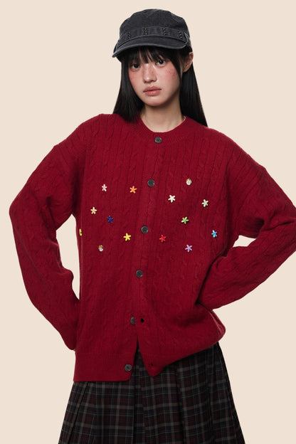 Studded Beaded Knit Cardigan