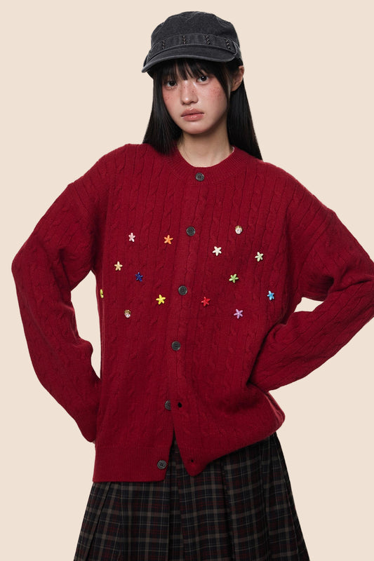 Studded Beaded Knit Cardigan