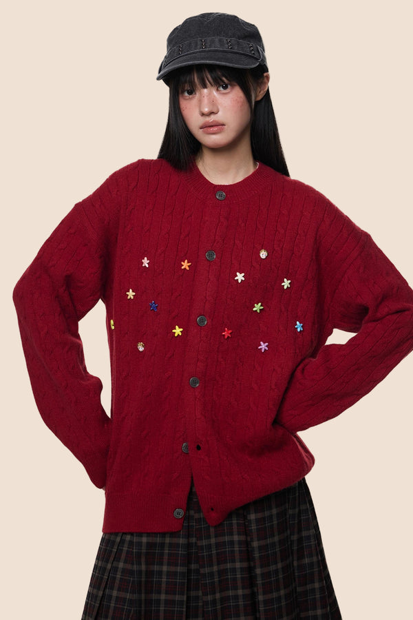 Studded Beaded Knit Cardigan