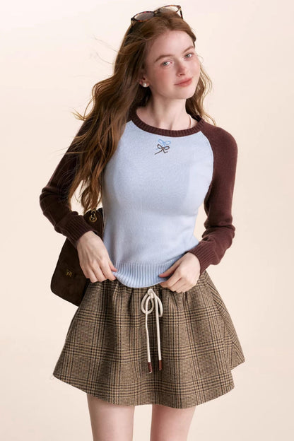 Color-Block Wool Blend Knit Sweater