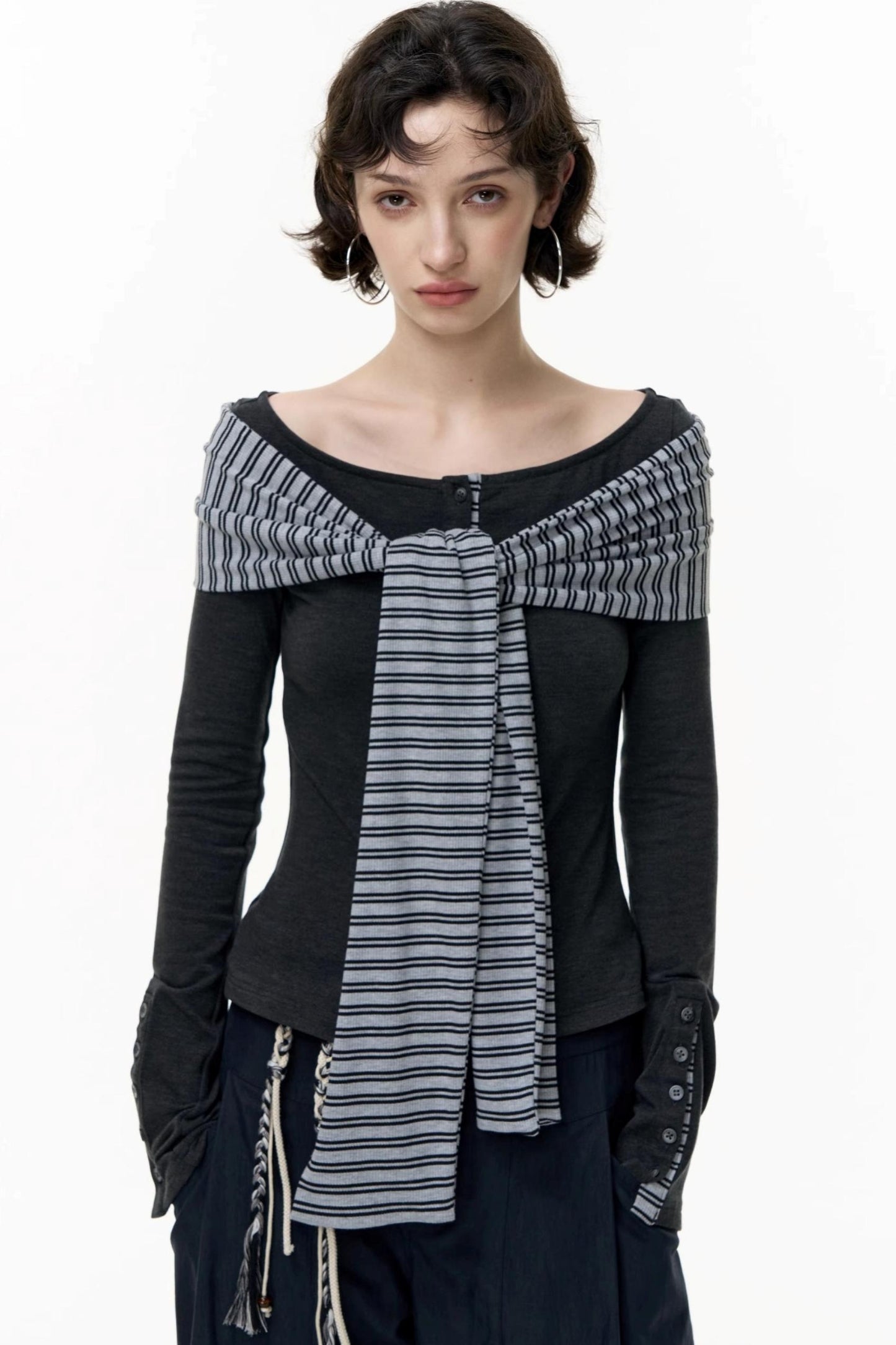 Off-the-Shoulder Striped Tops