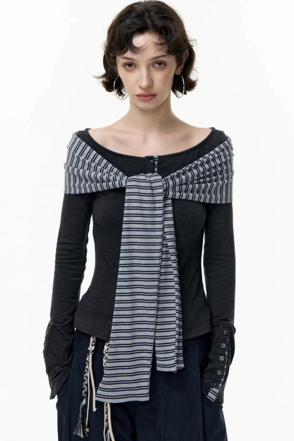 Off-the-Shoulder Striped Tops