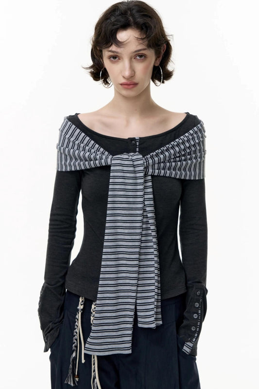 Off-the-Shoulder Striped Tops
