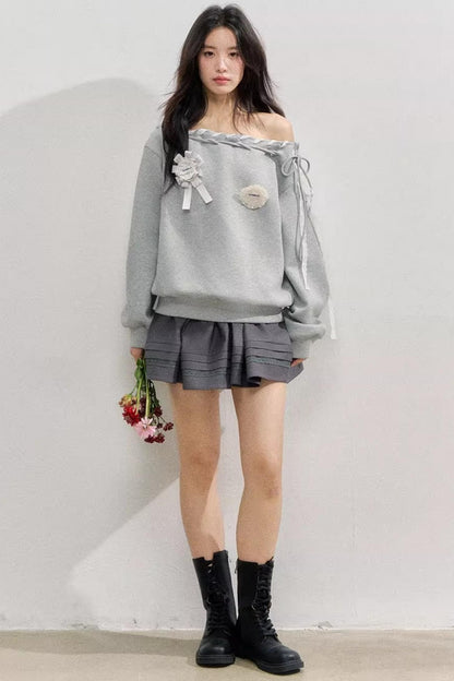 Gray Shoulder Sweatshirt