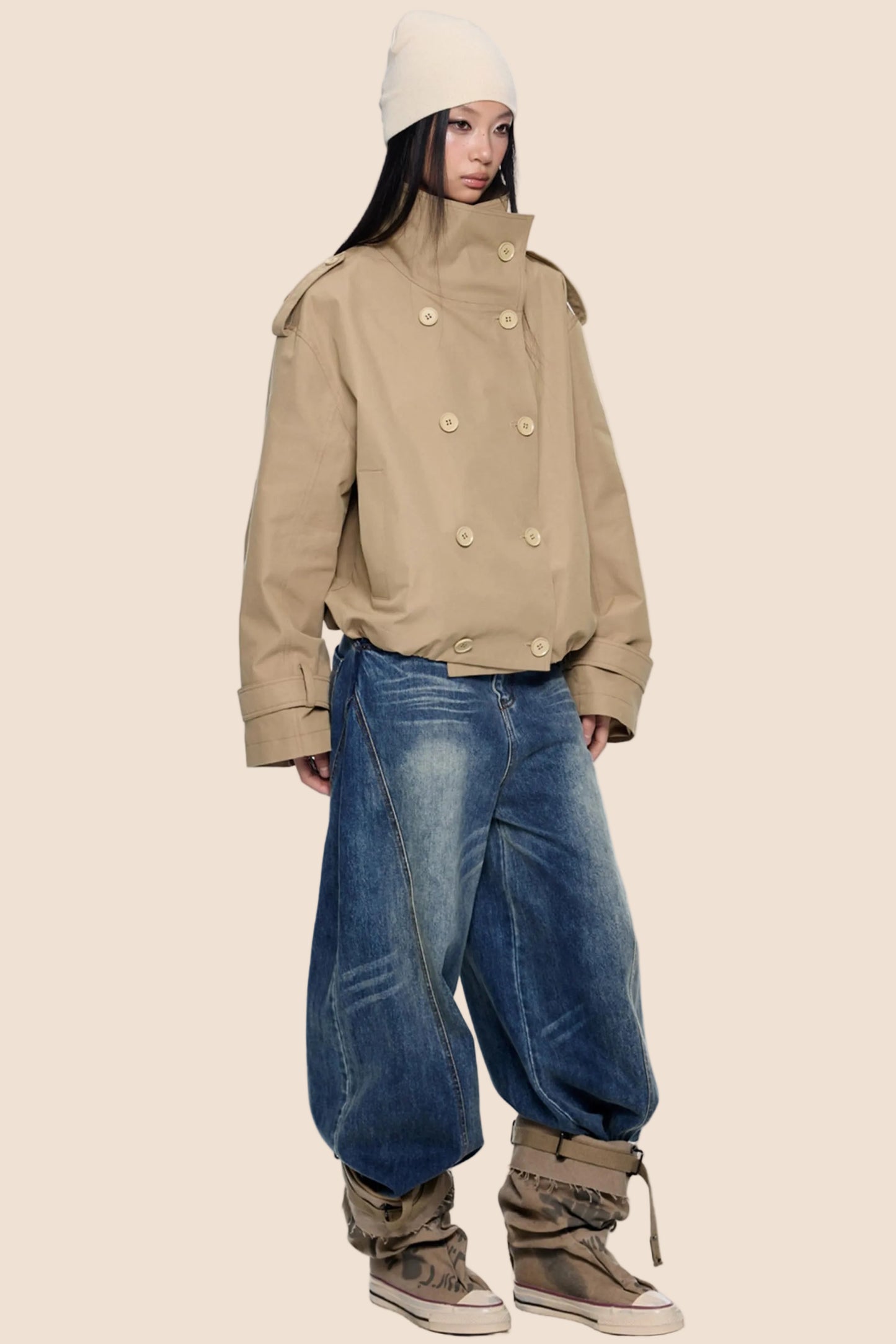 Double-Breasted Retro Trench Coat