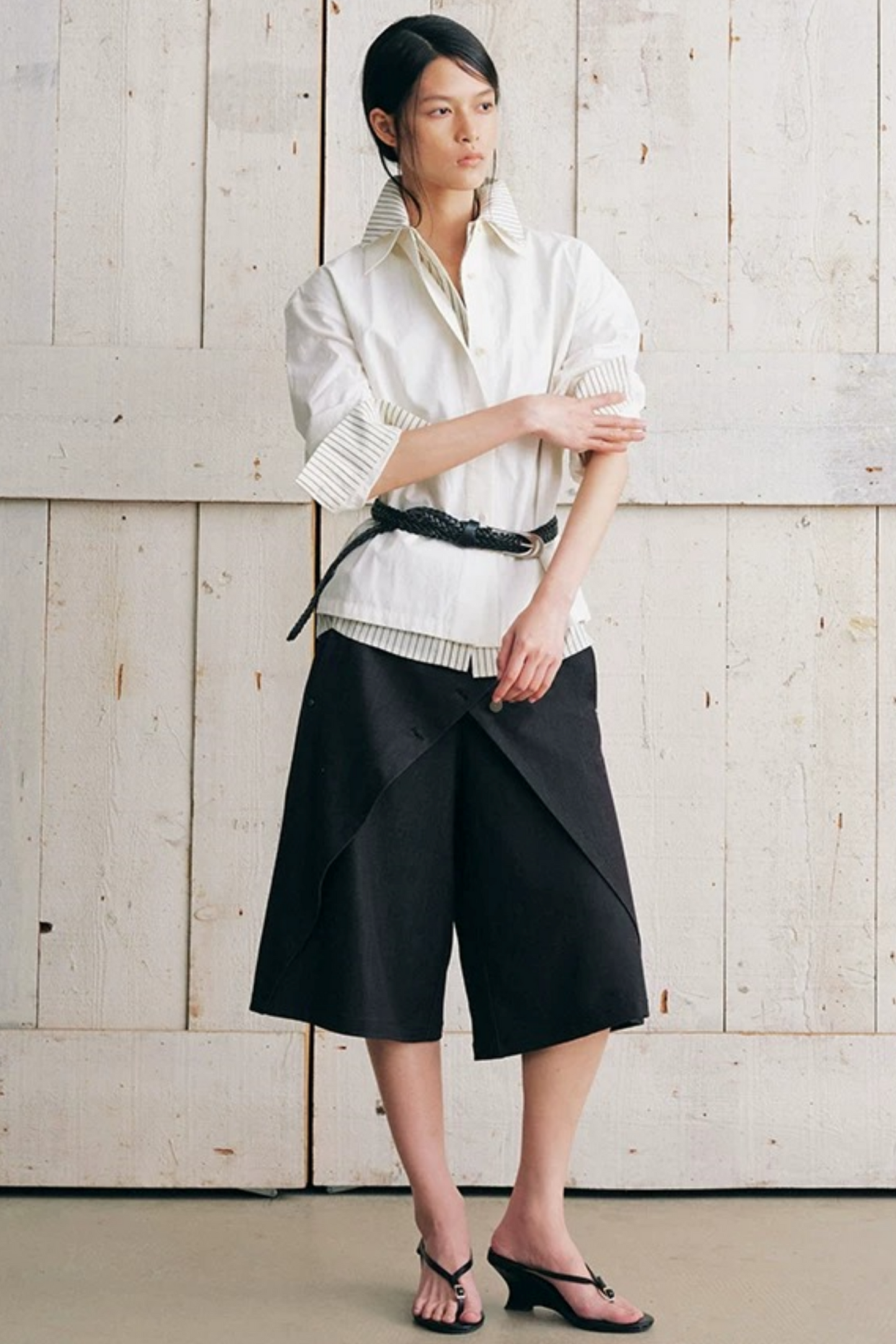 Asymmetrical Overlap Fake Two-Piece Shorts