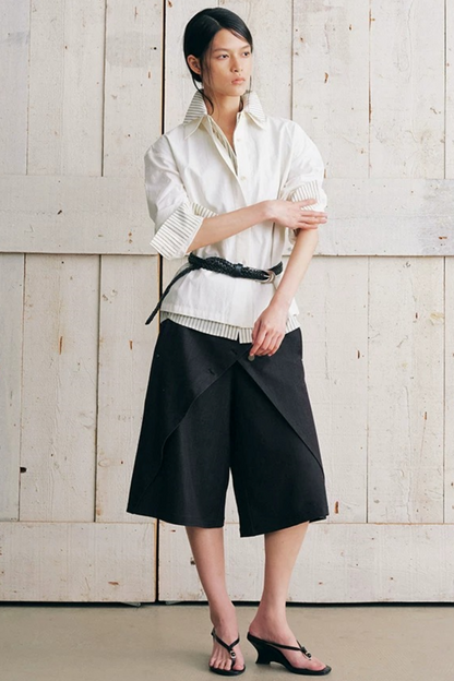 Asymmetrical Overlap Fake Two-Piece Shorts