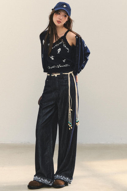 Knit Floral Cardigan Set-Up