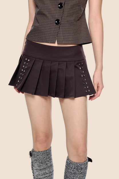 Rivet Pleated Retro Skirt