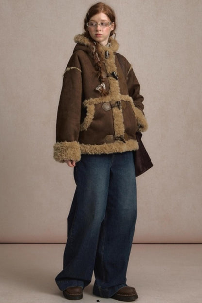 Vintage Horn Suede Hooded Jacket