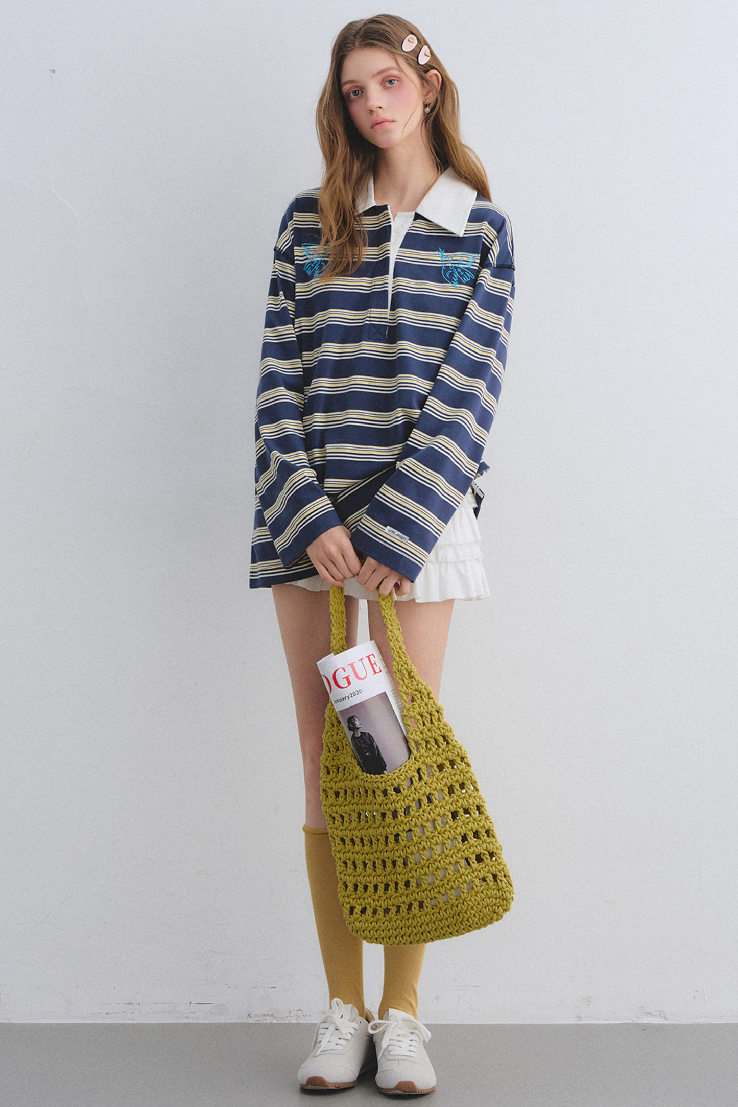 American Patchwork Striped Polo Blouse