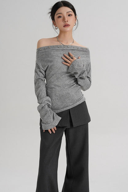 Niche Rivet Long-Sleeved T-Shirt