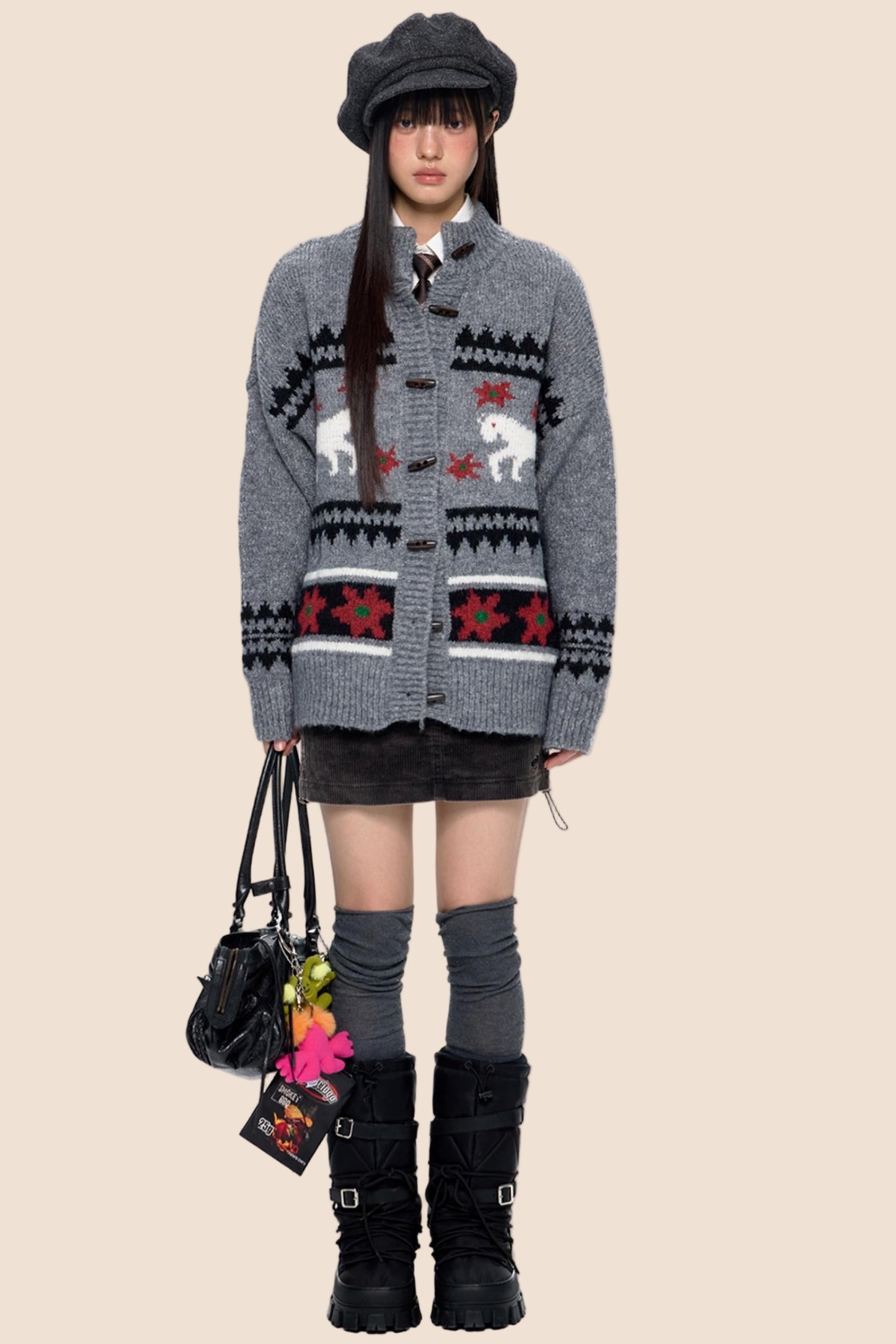 Knitted Horn Button Cardigan