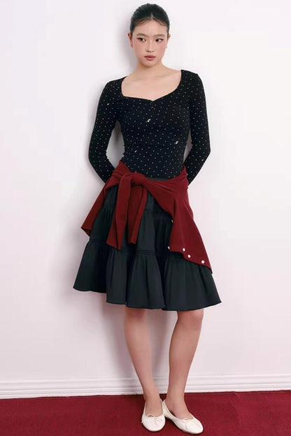 Color-Blocked Velvet Knit Cardigan