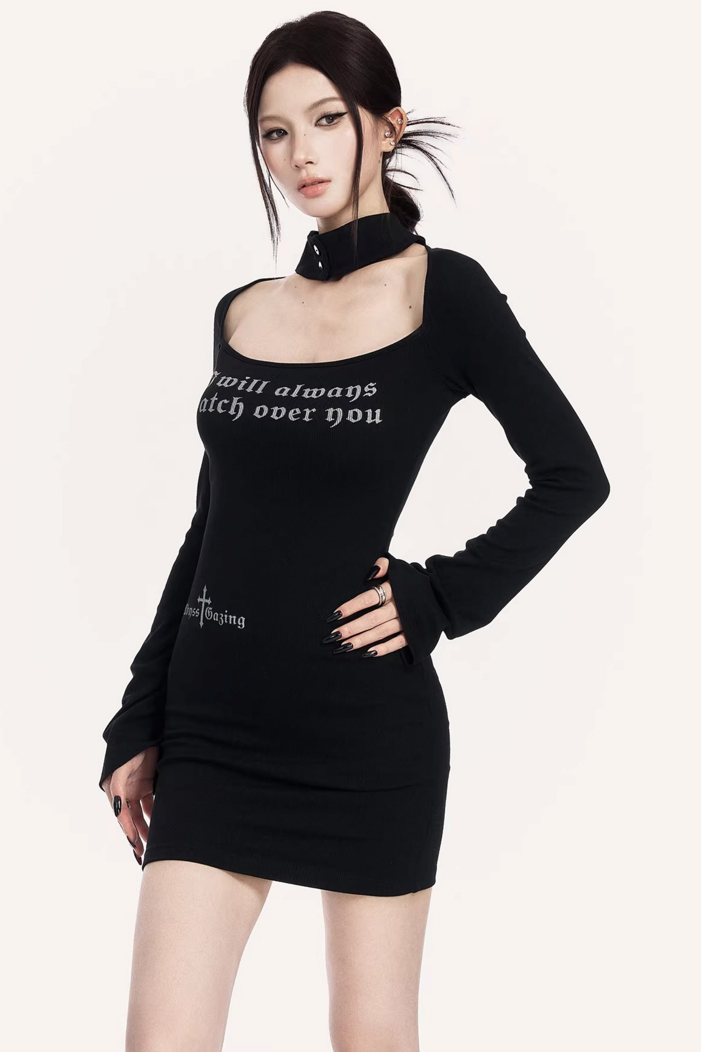 Halter Neck Printed Bodycon Dress