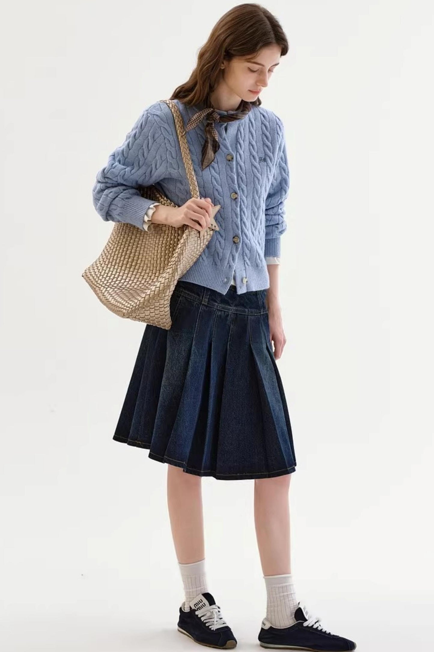 Speckled Cable Knit Cardigan