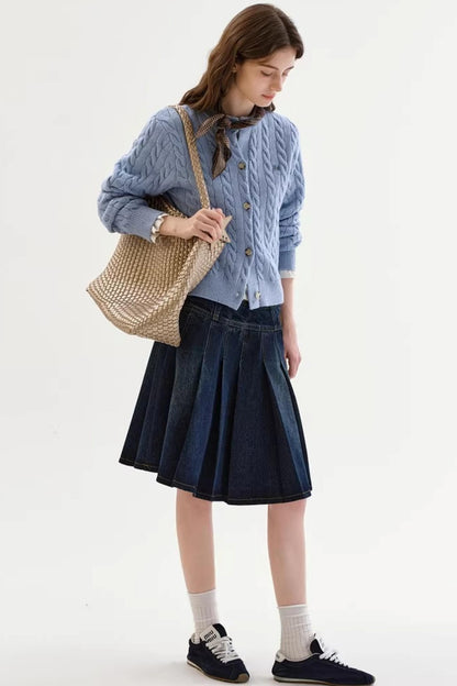 Speckled Cable Knit Cardigan