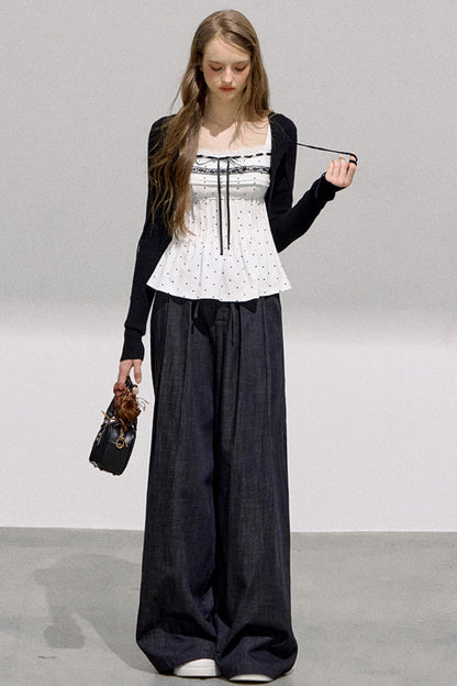 Cool Commuter Denim Wide-Leg Pants
