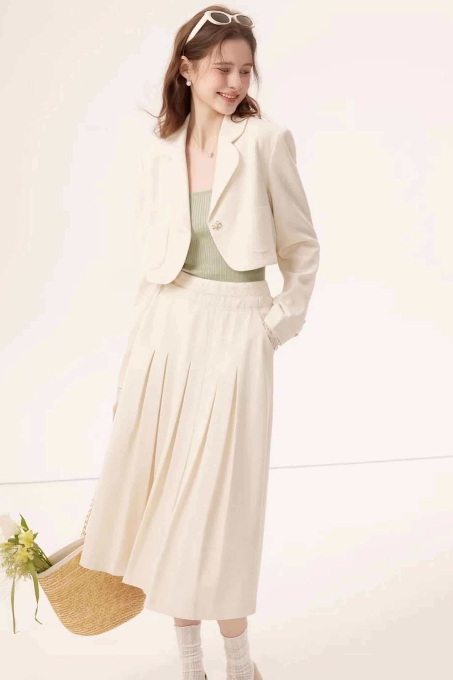 Linen Lace A-Line Skirt