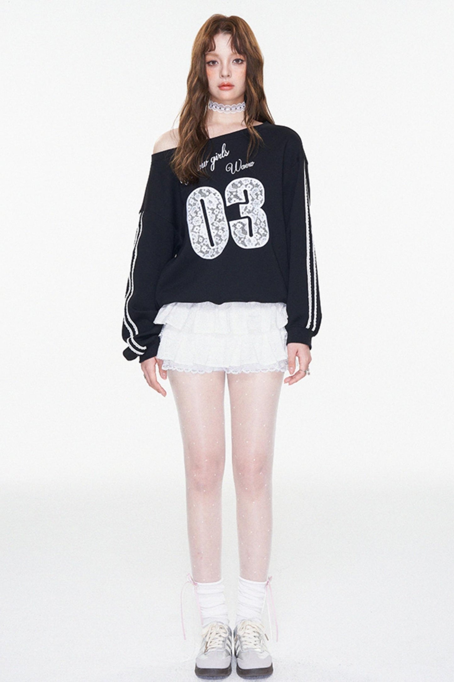One-Shoulder Slouchy Ballet Sweatshirt