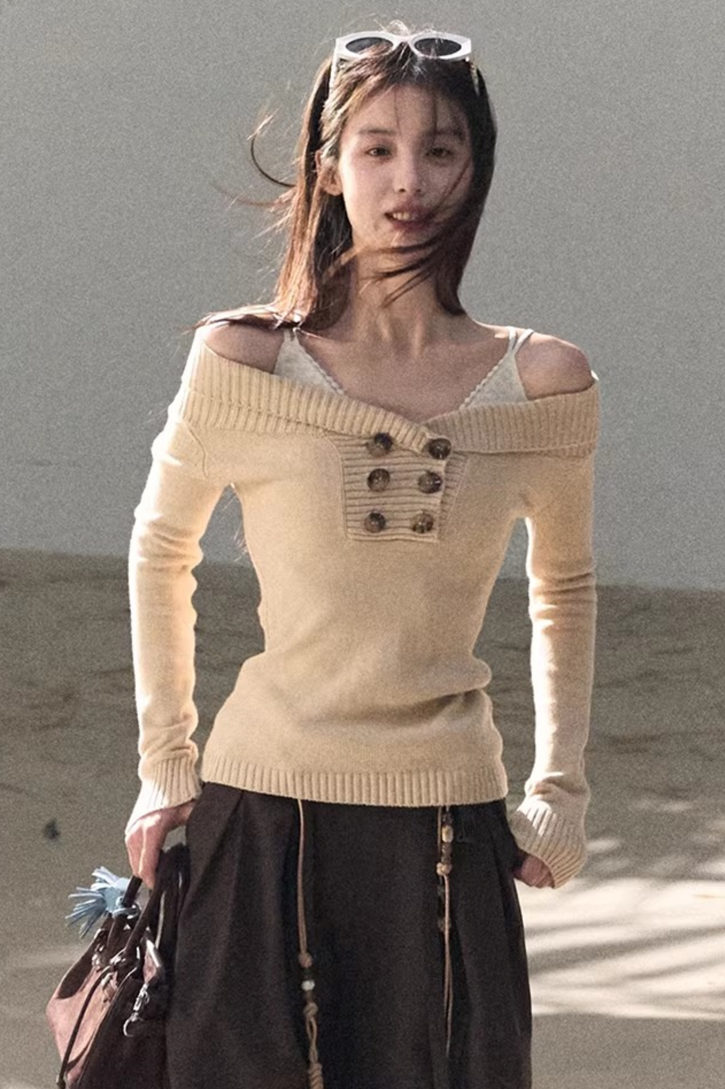 Asymmetrical Cotton Knit Top