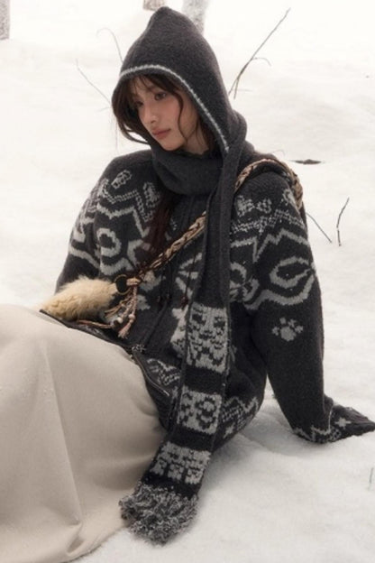 Light Bow-Knot Knit Cardigan Set-Up