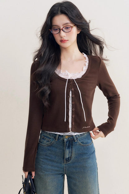 Romantic Lace Chocolate Cardigan