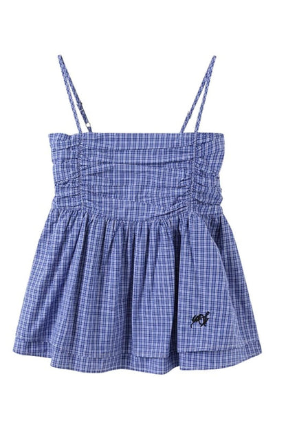 Plaid Strapless Top & White Pants Set-Up