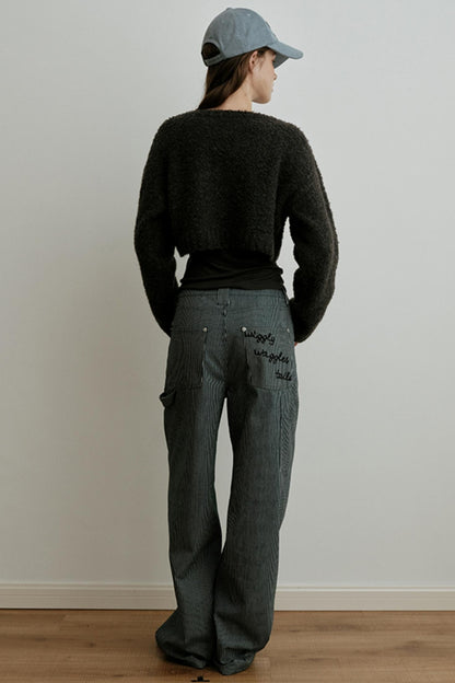 High-Waisted Embroidered Pants