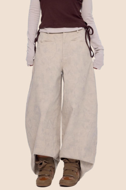 Retro Scimitar Wide-Leg Pants