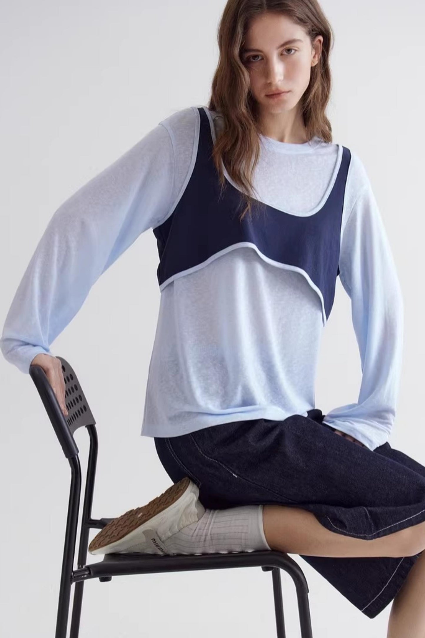 Color-Blocking Two-Piece Top